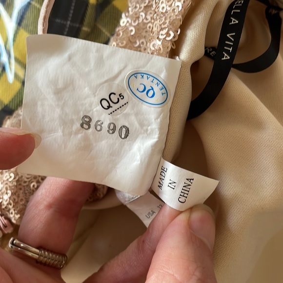 Sorrella Vita size 12 champagne colored sequin floor length gown - Picture 8 of 12